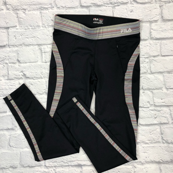 Fila Sport Running leggings crop Pants. Performance Size Small black stretch - Picture 1 of 11